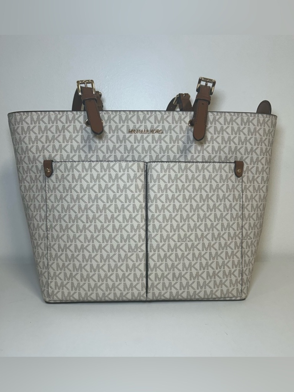 Michael Kors Jet Set Travel Tote + Wristlet Vanilla MK - Picture 2 of 13